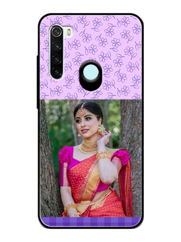 Custom Redmi Note 8 Custom Glass Phone Case  - Purple Floral Design