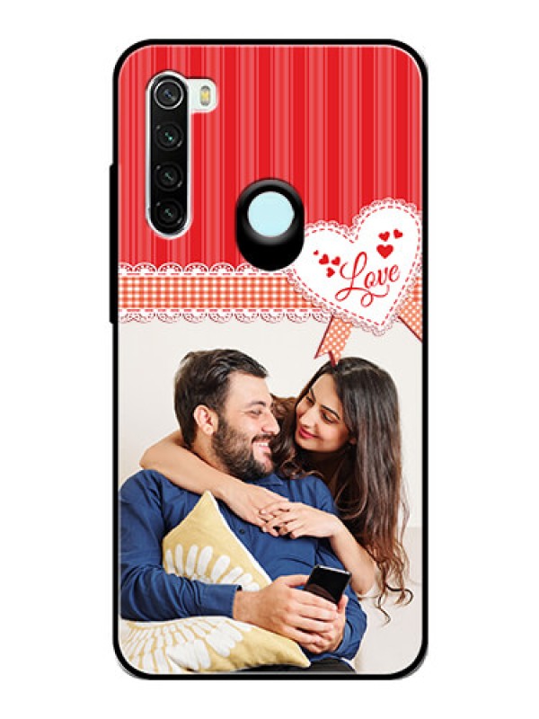 Custom Redmi Note 8 Custom Glass Mobile Case  - Red Love Pattern Design