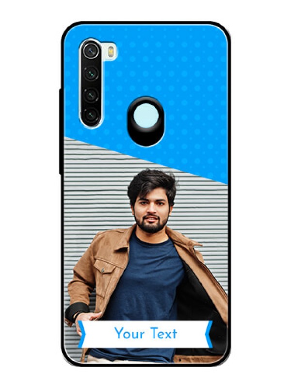 Custom Redmi Note 8 Photo Printing on Glass Case  - Simple Blue Color Design