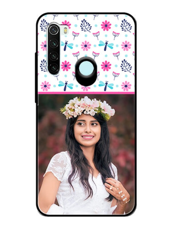 Custom Redmi Note 8 Photo Printing on Glass Case  - Colorful Flower Design