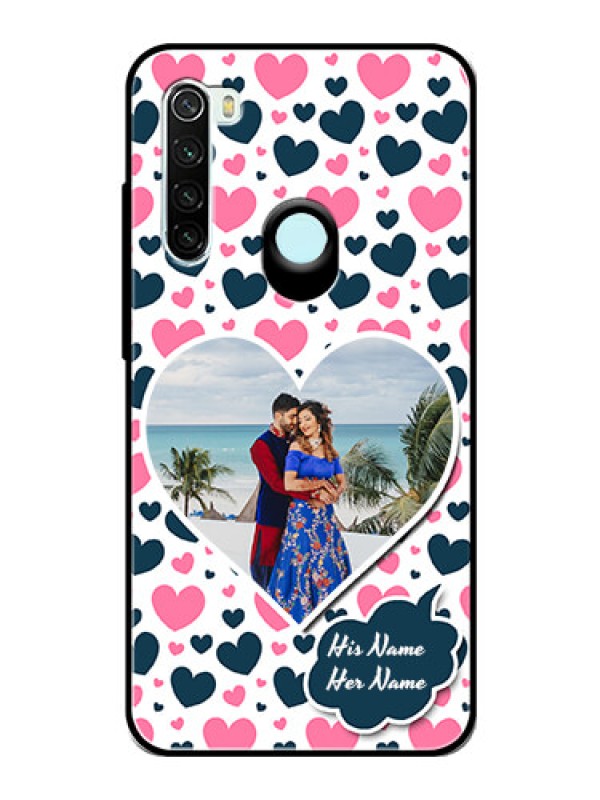Custom Redmi Note 8 Custom Glass Phone Case  - Pink & Blue Heart Design