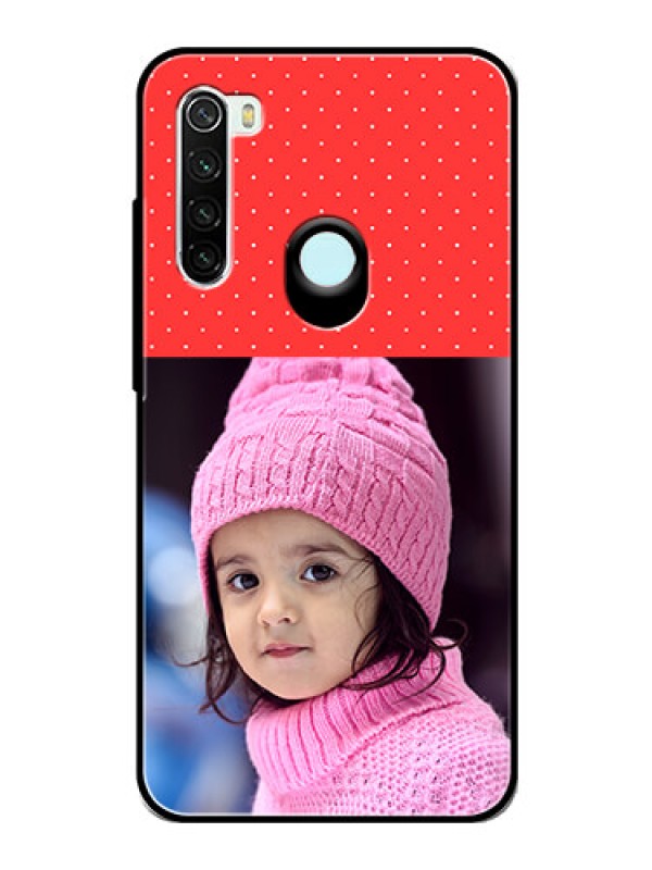 Custom Redmi Note 8 Photo Printing on Glass Case  - Red Pattern Design