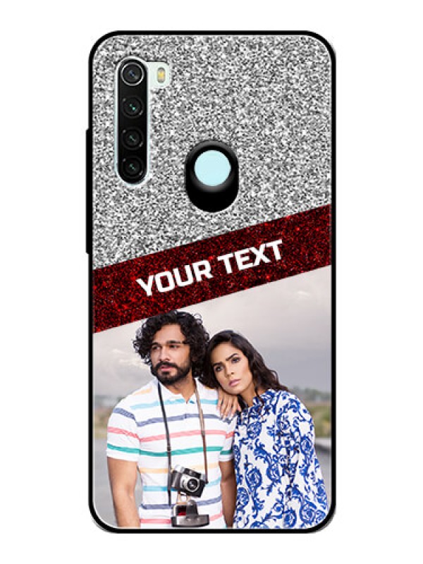 Custom Redmi Note 8 Personalized Glass Phone Case  - Image Holder with Glitter Strip Design