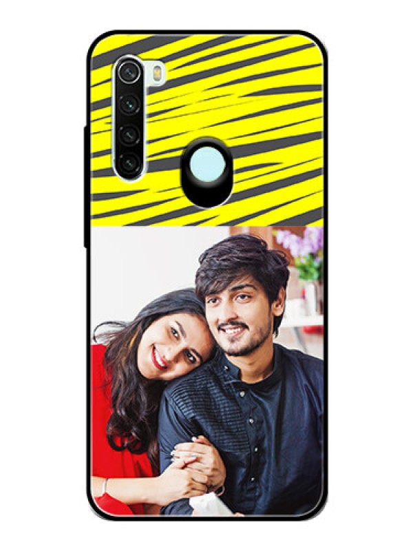Custom Redmi Note 8 Photo Printing on Glass Case  - Yellow Abstract Design