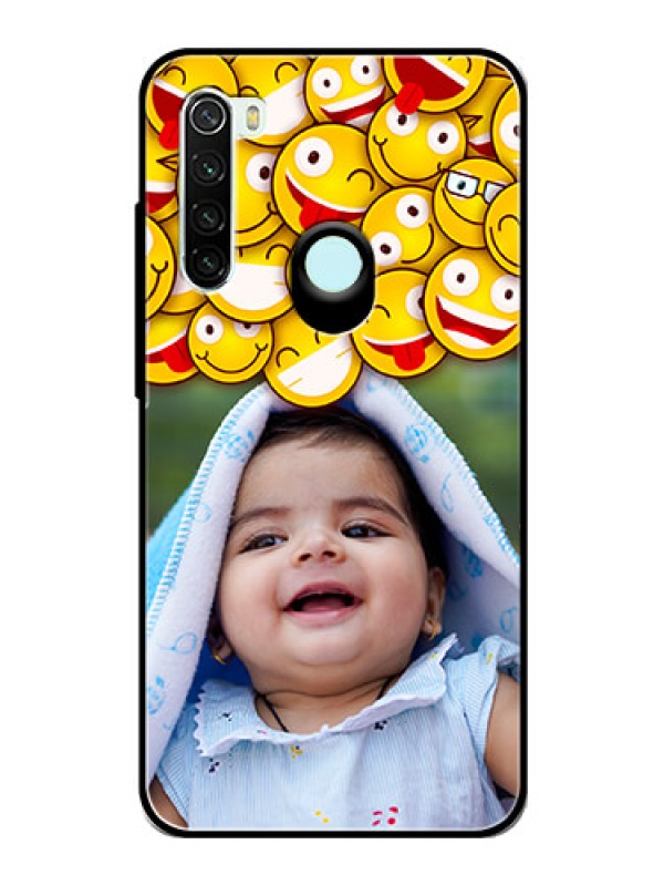Custom Redmi Note 8 Custom Glass Mobile Case  - with Smiley Emoji Design