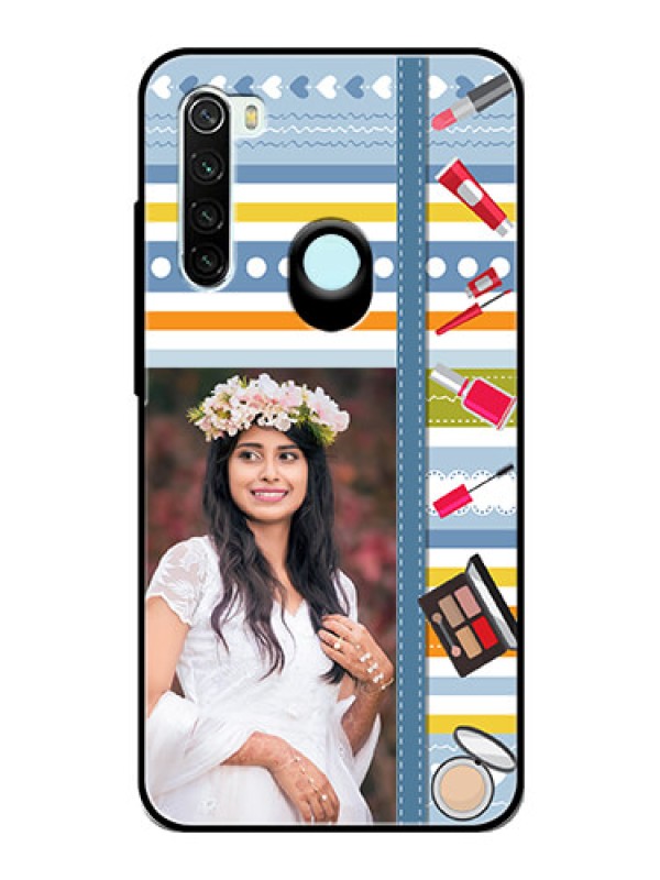 Custom Redmi Note 8 Personalized Glass Phone Case  - Makeup Icons Design
