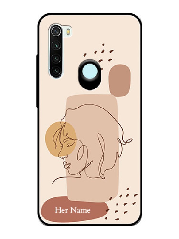 Custom Xiaomi Redmi Note 8 Photo Printing on Glass Case - Calm Woman line art Design