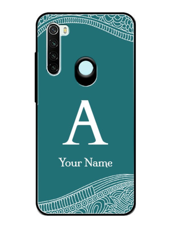Custom Xiaomi Redmi Note 8 Personalized Glass Phone Case - line art pattern with custom name Design