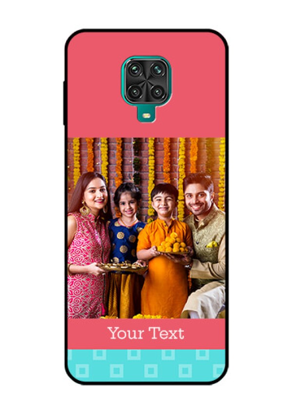 Redmi Note 9 Pro Max Personalized Glass Phone Case  - Peach & Blue Color Design