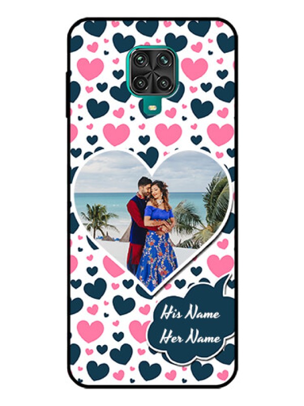 Custom Redmi Note 9 Pro Max Custom Glass Phone Case  - Pink & Blue Heart Design