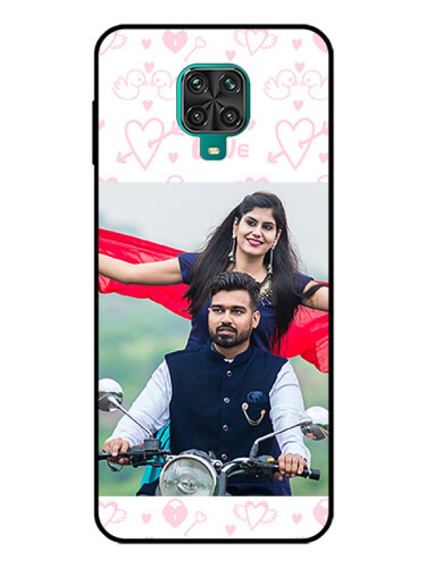 Custom Redmi Note 9 Pro Max Custom Glass Mobile Case  - Pink Flying Heart Design