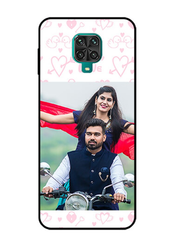 Redmi Note 9 Pro Max Custom Glass Mobile Case  - Pink Flying Heart Design