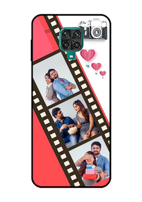 Redmi Note 9 Pro Max Personalized Glass Phone Case  - 3 Image Holder with Film Reel