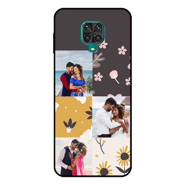 Redmi Note 9 Pro Max Photo Printing on Glass Case  - 3 Images with Floral Design