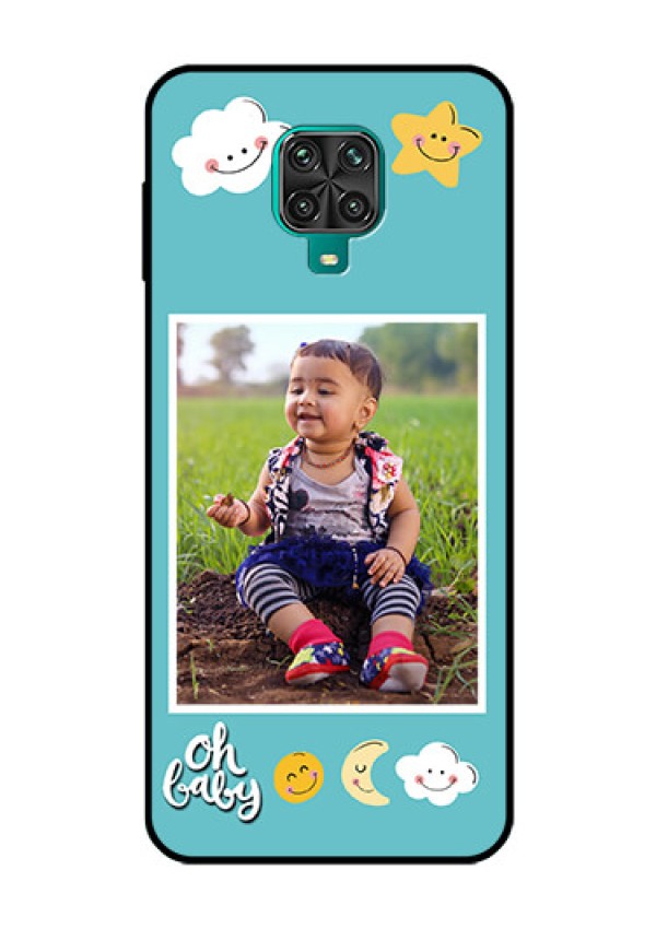 Redmi Note 9 Pro Max Personalized Glass Phone Case  - Smiley Kids Stars Design