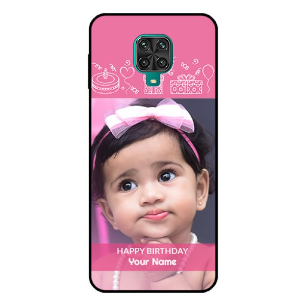 Redmi Note 9 Pro Max Photo Printing on Glass Case - with Birthday Line Art Design Redmi Note 9 Pro Max Photo Printing on Glass Case - with Birthday Line Art Design