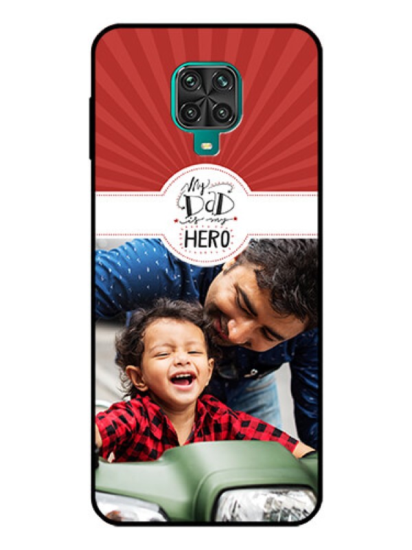 Custom Redmi Note 9 Pro Max Photo Printing on Glass Case  - My Dad Hero Design