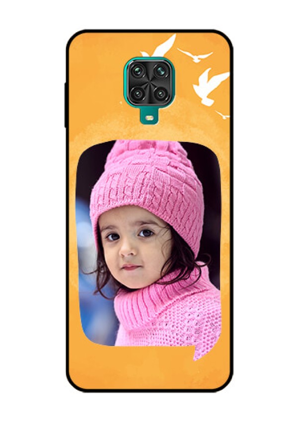 Redmi Note 9 Pro Max Personalized Glass Phone Case  - Water Color Design with Bird Icons