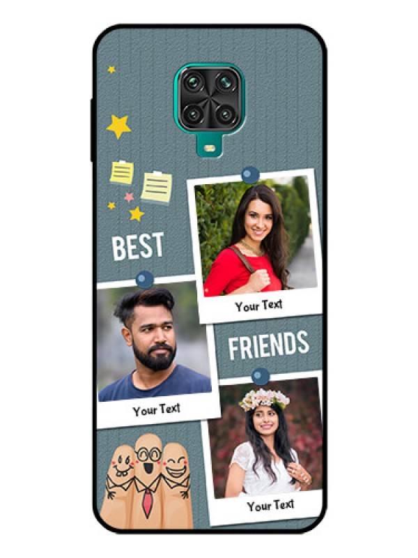 Custom Redmi Note 9 Pro Max Personalized Glass Phone Case  - Sticky Frames and Friendship Design