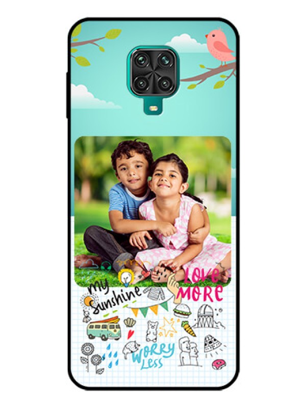 Custom Redmi Note 9 Pro Max Photo Printing on Glass Case  - Doodle love Design