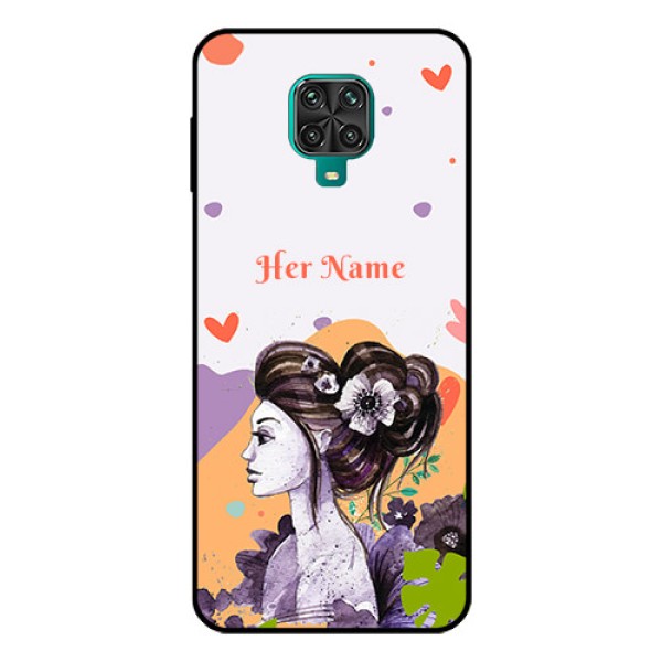Xiaomi Redmi Note 9 Pro Max Personalized Glass Phone Case - Woman And Nature Design