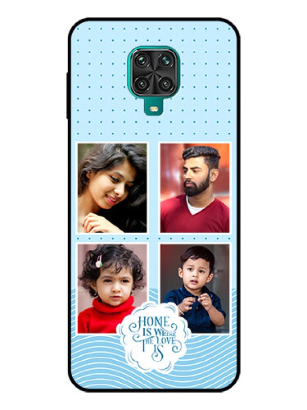 Custom Xiaomi Redmi Note 9 Pro Max Custom Glass Phone Case - Cute love quote with 4 pic upload Design