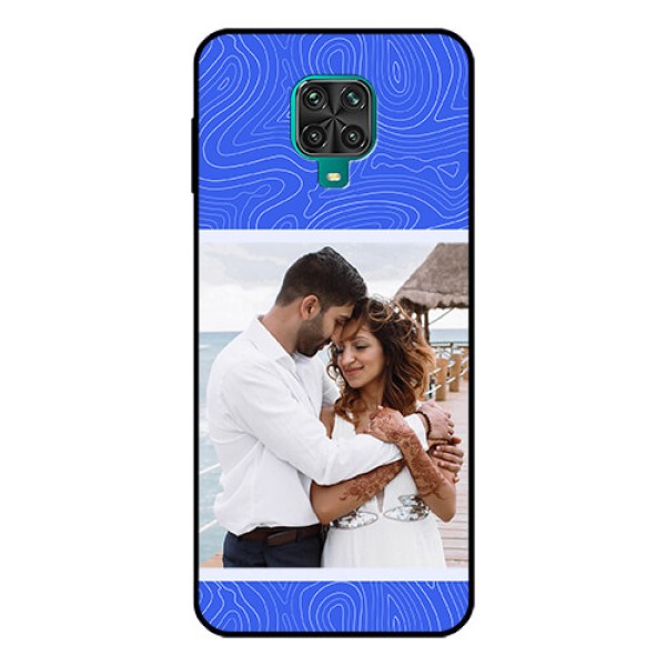Xiaomi Redmi Note 9 Pro Max Custom Glass Mobile Case - Curved line art with blue and white Design Xiaomi Redmi Note 9 Pro Max Custom Glass Mobile Case - Curved line art with blue and white Design