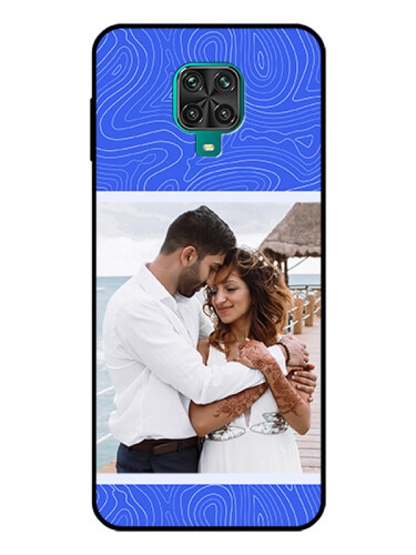 Custom Xiaomi Redmi Note 9 Pro Max Custom Glass Mobile Case - Curved line art with blue and white Design