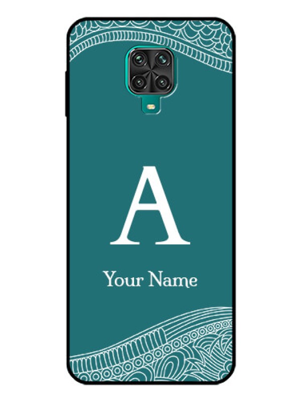 Custom Xiaomi Redmi Note 9 Pro Max Personalized Glass Phone Case - line art pattern with custom name Design