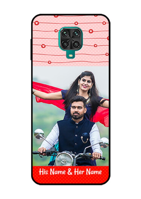 Redmi Note 9 Pro Personalized Glass Phone Case  - Red Pattern Case Design