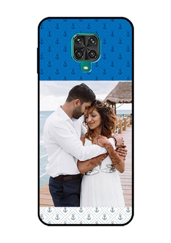 Redmi Note 9 Pro Photo Printing on Glass Case  - Blue Anchors Design