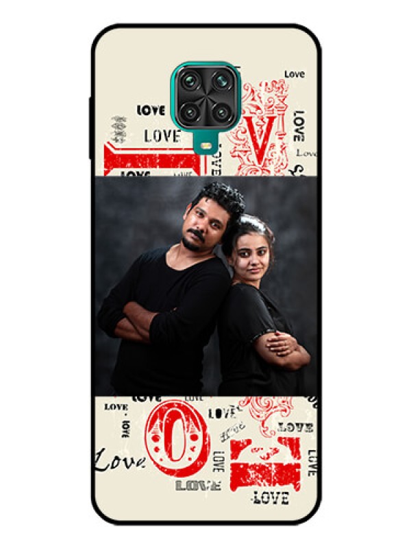 Custom Redmi Note 9 Pro Photo Printing on Glass Case  - Trendy Love Design Case