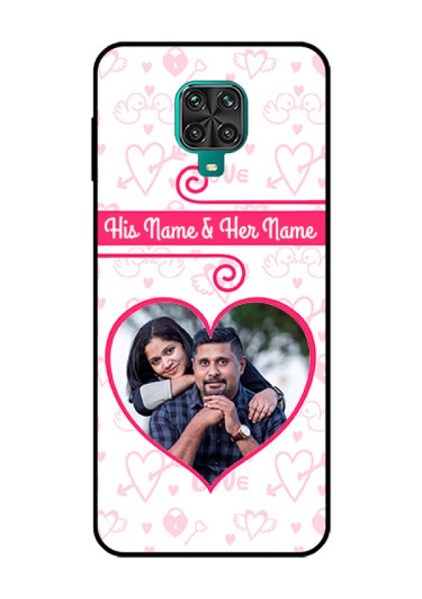 Redmi Note 9 Pro Personalized Glass Phone Case  - Heart Shape Love Design