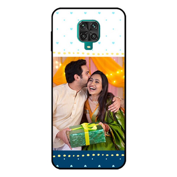Redmi Note 9 Pro Personalized Glass Phone Case  - White and Blue Abstract Design