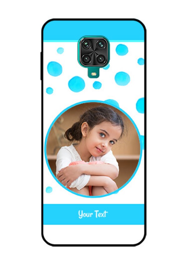 Redmi Note 9 Pro Photo Printing on Glass Case  - Blue Bubbles Pattern Design