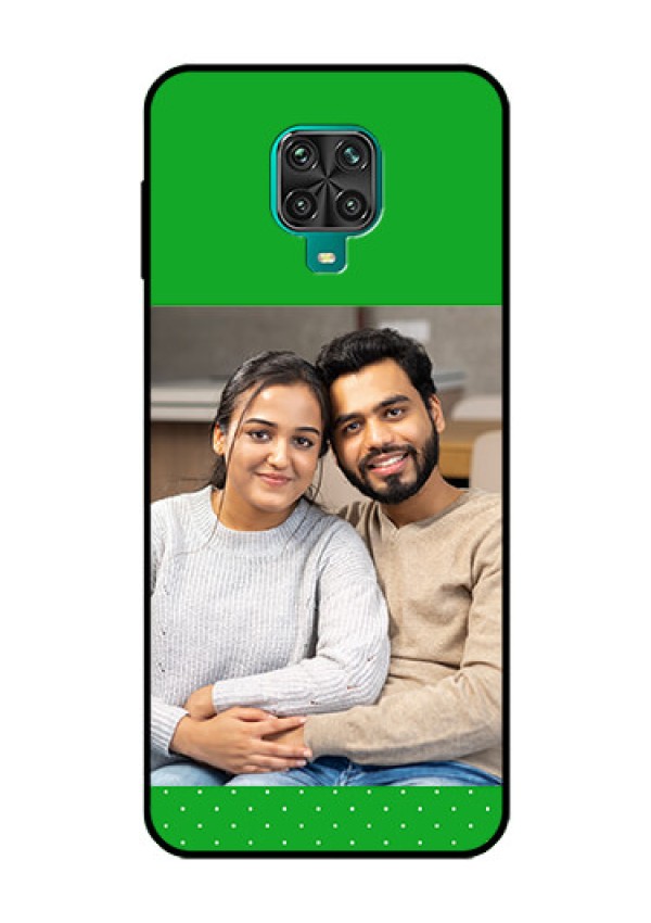 Redmi Note 9 Pro Personalized Glass Phone Case  - Green Pattern Design