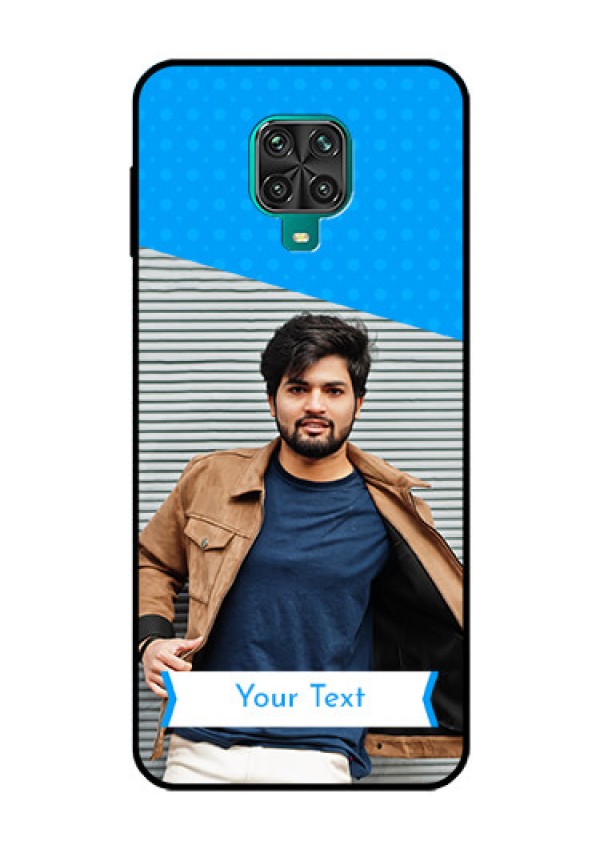 Redmi Note 9 Pro Photo Printing on Glass Case  - Simple Blue Color Design