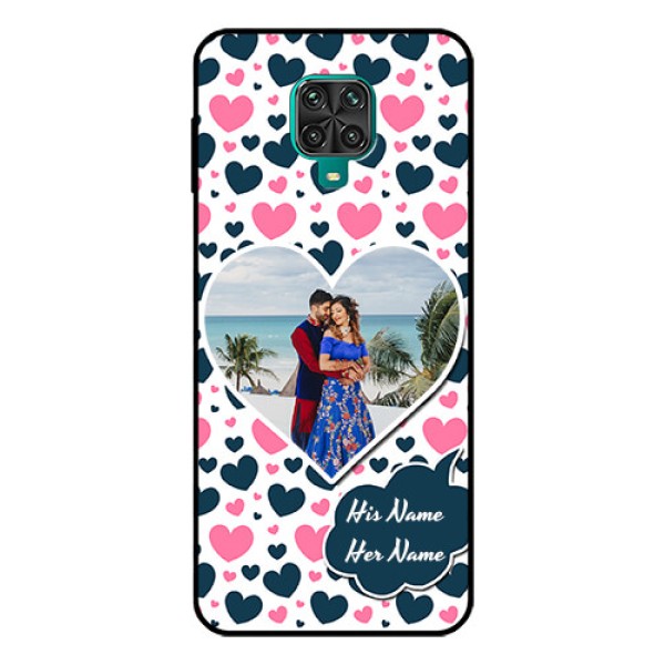 Redmi Note 9 Pro Custom Glass Phone Case - Pink & Blue Heart Design Redmi Note 9 Pro Custom Glass Phone Case - Pink & Blue Heart Design