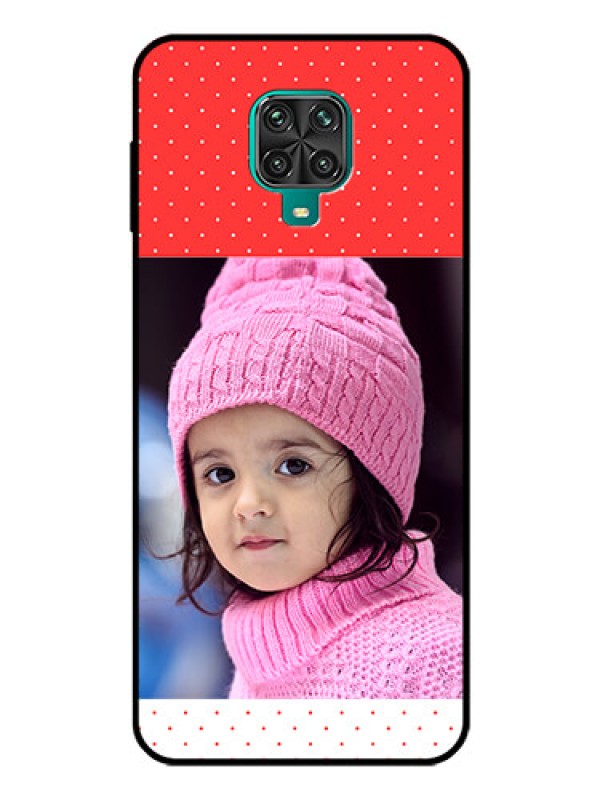 Custom Redmi Note 9 Pro Photo Printing on Glass Case  - Red Pattern Design