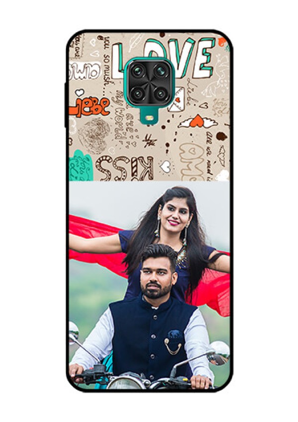 Redmi Note 9 Pro Custom Glass Phone Case  - Love Doodle Pattern 