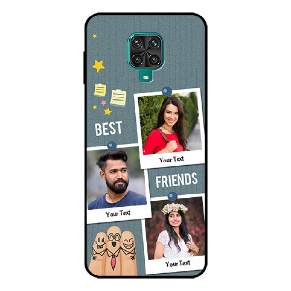 Redmi Note 9 Pro Personalized Glass Phone Case - Sticky Frames and Friendship Design Redmi Note 9 Pro Personalized Glass Phone Case - Sticky Frames and Friendship Design