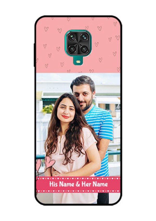 Redmi Note 9 Pro Personalized Glass Phone Case  - Love Design Peach Color