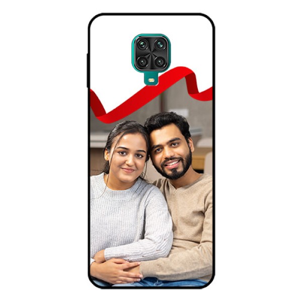 Redmi Note 9 Pro Photo Printing on Glass Case  - Red Ribbon Frame Design