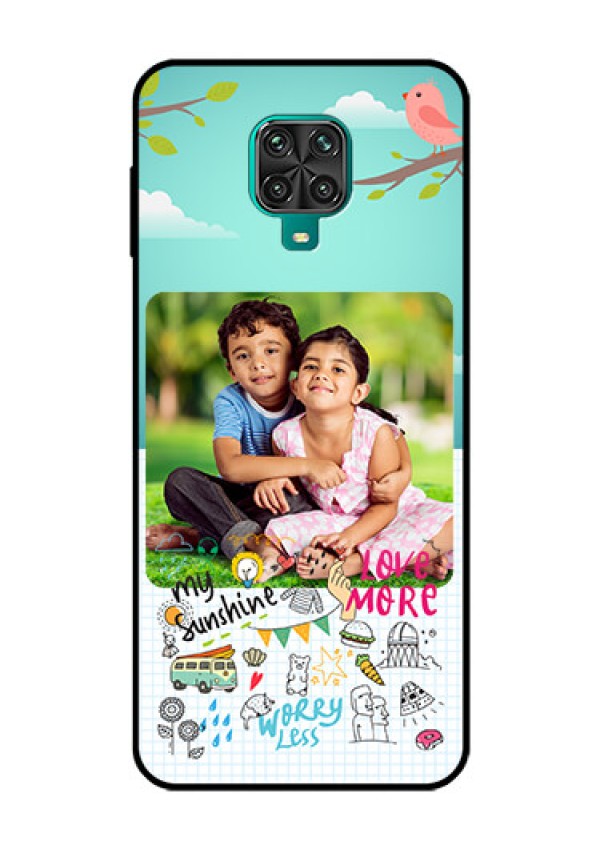 Redmi Note 9 Pro Photo Printing on Glass Case  - Doodle love Design