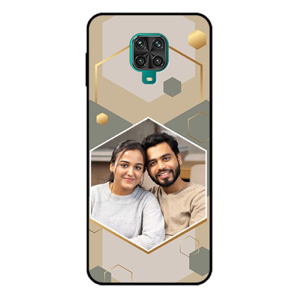 Xiaomi Redmi Note 9 Pro Photo Printing on Glass Case - Stylish Hexagon Pattern Design