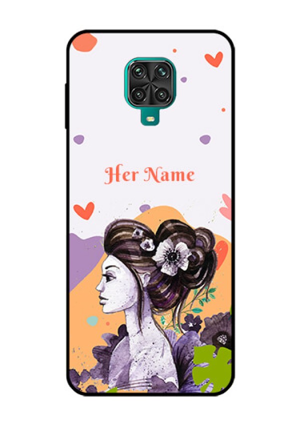 Xiaomi Redmi Note 9 Pro Personalized Glass Phone Case - Woman And Nature Design