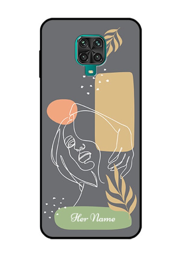 Xiaomi Redmi Note 9 Pro Custom Glass Phone Case - Gazing Woman line art Design