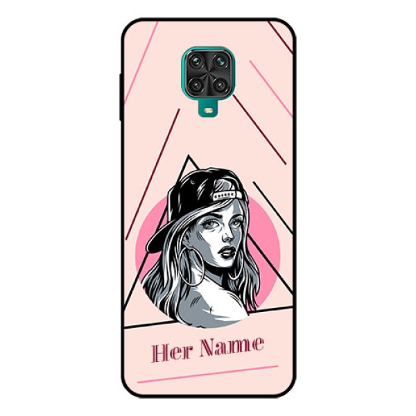 Xiaomi Redmi Note 9 Pro Personalized Glass Phone Case - Rockstar Girl Design