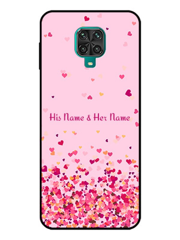 Custom Xiaomi Redmi Note 9 Pro Photo Printing on Glass Case - Floating Hearts Design