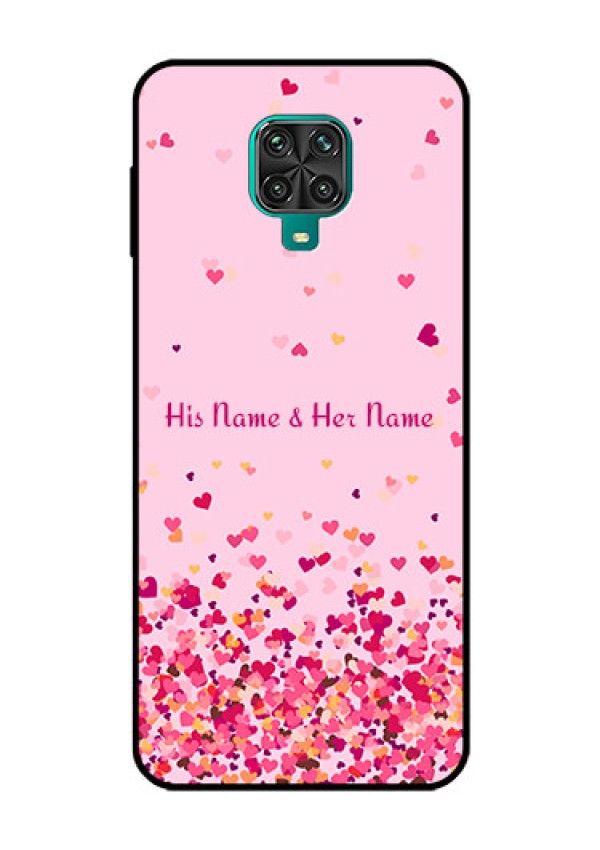 Xiaomi Redmi Note 9 Pro Photo Printing on Glass Case - Floating Hearts Design
